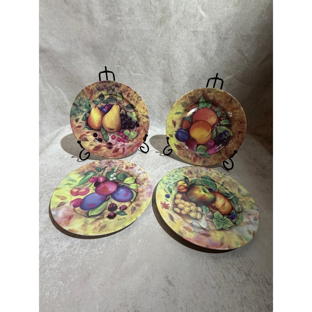 Email de Limoges by Fiorilli France Fruit Plates Set of 4 Dessert Salad 7.5 Inch